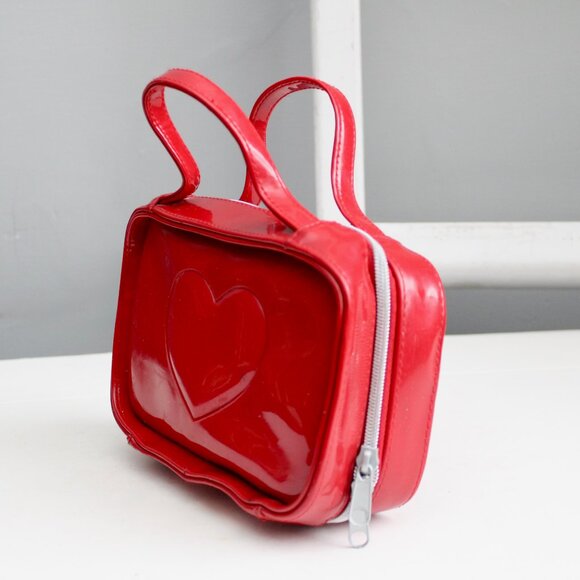 Tommy Hilfiger Vintage Y2K Red PVC 2D Heart Mini Boxy Hand Bag - Picture 4 of 6